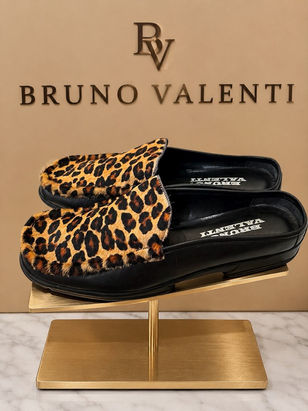 Bruno Valenti Leopard Calf Hair Leather Loafers Moccasins Women’s 9M